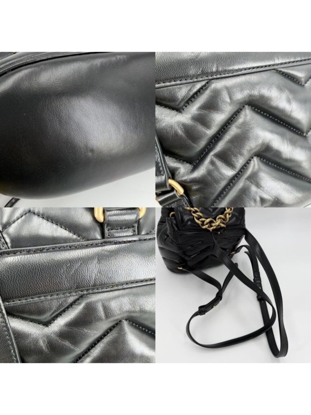 Gucci GG Marmont Quilted Backpack Leather Black - Picture 6 of 8